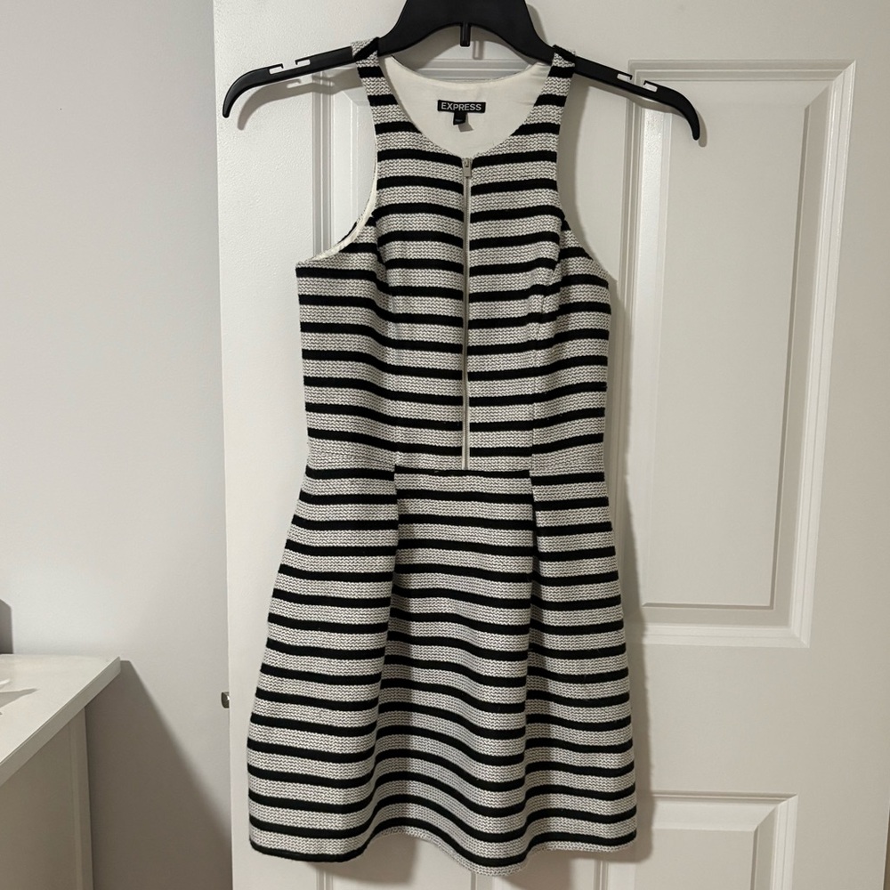 Express Black and White Striped Mini Dress